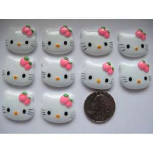10 Large Resin Cabochon Flat Back Kitty Cat Pink Strawberry Cellphones 