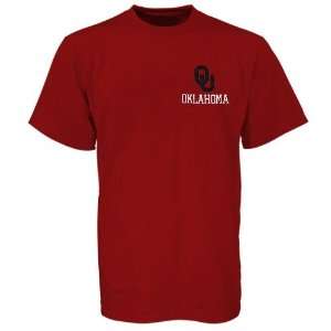  Oklahoma Sooners Crimson Left Chest Logo T shirt Sports 