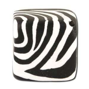  20mm Zebra Print Large Square Handmade Clay Beads Arts 