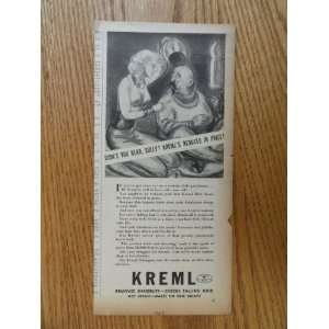  Kreml hair dressing.1937 print ad (woman/man/didnt you 