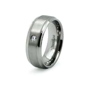  8mm Titanium Ring with CZ Accent Jewelry