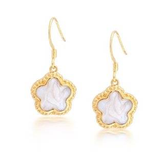   pearl style clover flower dangle earrings by bling jewelry buy new