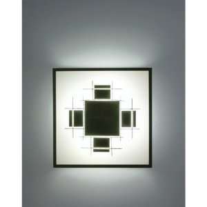 FNBig Right Collection Wall Sconce with Mission Style Glass Panel and 