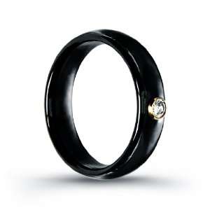 Black Ceramic Ring.Plain Dome Shape. Comfort Fit. Width 5.8mm (Size 10 