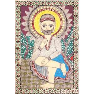  Sai Baba   Madhubani Painting on Hand Made Paper   Folk 