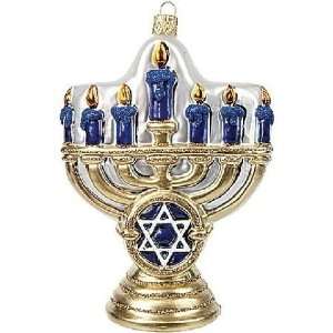  Jewish Menorah Polish Glass Holiday Ornament