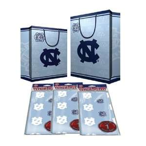 North Carolina Tar Heels NCAA Gift Bags (2 Large,1 Medium) & Flat Gift 