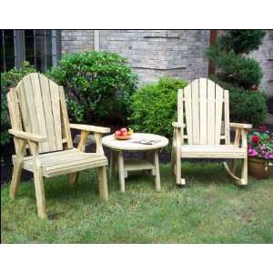  Treated Pine Curveback Rocker, Chair & Table Patio, Lawn 