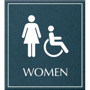  Women Bathroom Sign, Women/Handicapped, 8.625 x 7.75 