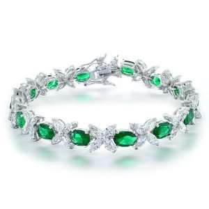 com Bling Jewelry Marquise Flower CZ Oval Green Emerald Color Tennis 