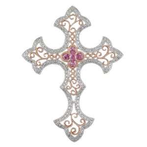   18KW/KR Pink Sapphire & Diamond Cross Pendant Judy Mayfield Jewelry