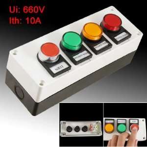   AC 220V Red Green Yellow Signal Lamp Momentary Push Button Station