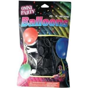  Omni Party Balloons 9 Helium Black (25 Count) (6 Pack 