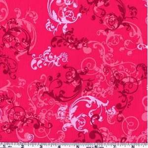  45 Wide Carnaby Street Psychedelic Ivy Hot Pink Fabric 