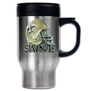 New Orleans Saints 16oz Stainless Steel Travel Mug   Helmet Logo 