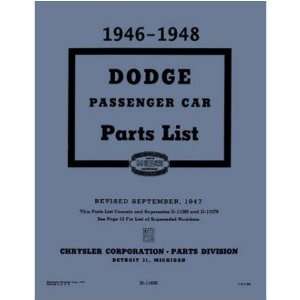    1946 1947 1948 DODGE Parts Book List Guide Catalog Automotive