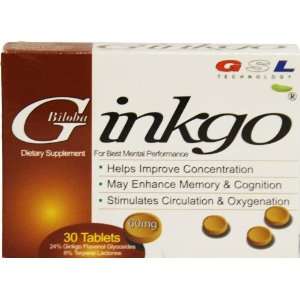  1 Box Ginko Biloba Memory Cognition 60 mg tablets 30 Count 