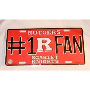 RUTGERS #1 FAN Aluminum Car License Plate  Sports 