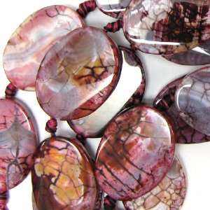  35mm purple brown crab agate twist oval beads 8 strand 