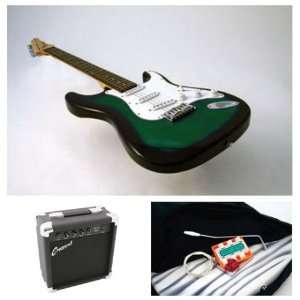  Crescent 39 Transparent Green Electric Guitar with 