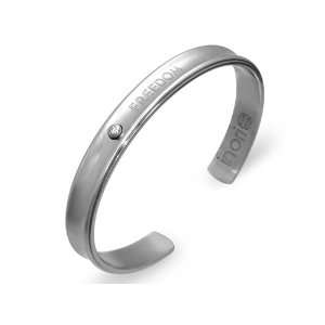   Inscribed Stainess Steel Bangle Cubic Zirconia (CZ) in Stainless Steel
