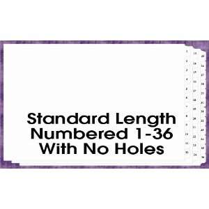  11x17 12 Tabbed Dividers Numbered 1   36 with No Holes 