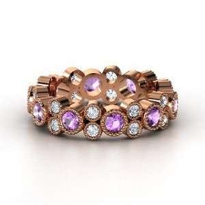  Hopscotch Eternity Band, 14K Rose Gold Ring with Amethyst 