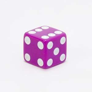  Opaque 12mm 6 sided Square Edge Dice, Purple with White 