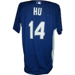 Chin Lung Hu #14 2008 Dodgers Game Used Blue Batting Practice Jersey 