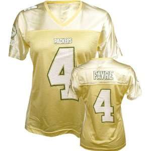 Brett Favre Yellow Reebok Fashion Green Bay Packers Womens Jersey 
