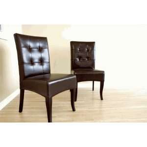  Y 073 J001   Dark Brown Full Leather Dining Chair (Set of 