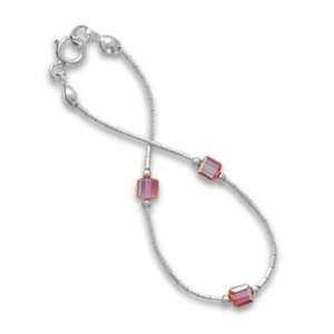  5 inches Fuchsia AB Crystal Cubes with Liquid Silver 