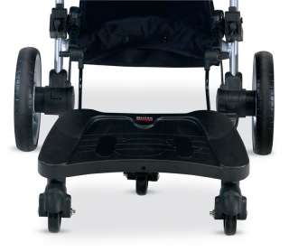 The Stroller Board fastens to most strollers made by BRITAX, BOB, and 