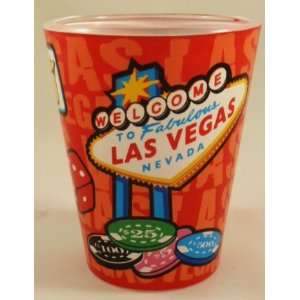 Las Vegas Nevada Red Repeat Gambling Icons Shot Glass  
