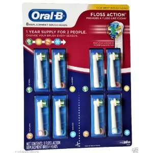  ORAL B EB25 8 REPLACEMENT BRUSH HEADS FLOSS ACGTION 