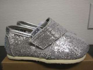 Tiny Toms Silver Glitter size T2 T11 BNIB $40  