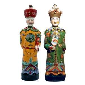  Emperor and Empress Statue Set in Yellow and Green
