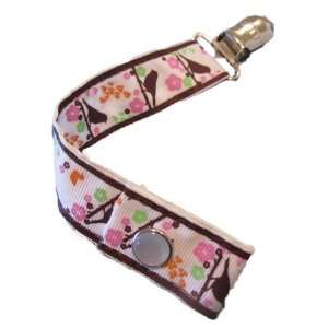    Girls Classic Pacifier & Toy Clip Holder   Birds & Blossoms Baby