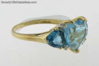 Heart Shaped Blue Topaz 14k Gold Ring  
