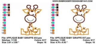 Zoo Baby Giraffe Applique Machine Embroidery Designs  