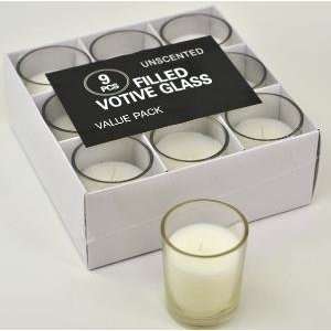  9 Pieces Filled Glass Votive Candles