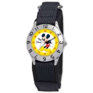 Disney Kids D801S500 Mickey Mouse Time Teacher Black Velcro Strap 