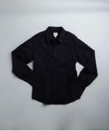 Armani JUNIOR navy stretch cotton button front shirt style# 318043201