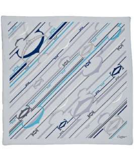 style #314003801 light blue stripe and interlocking logo print silk 