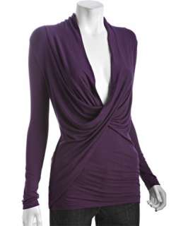 Casual Couture by Green Envelope eggplant stretch jersey long sleeve 