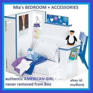 American Girl Doll MIAS BEDROOM + ACCESSORIES for Room Bed Chair 
