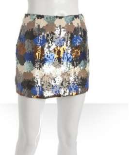 French Connection electric blue Paint Box sequin mini skirt 