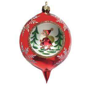  Glass Christmas Ornament by MIA   Red Ball Santa