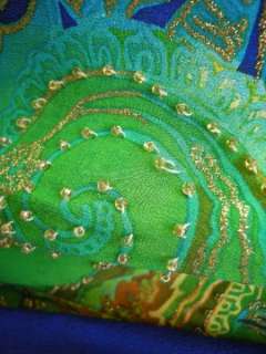 Diane Gilman Tunic Oriental Silk Print Multi & Gold SzM  