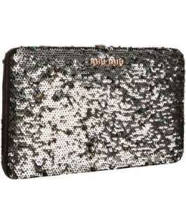 Miu Miu silver sequin large frame flat wallet  